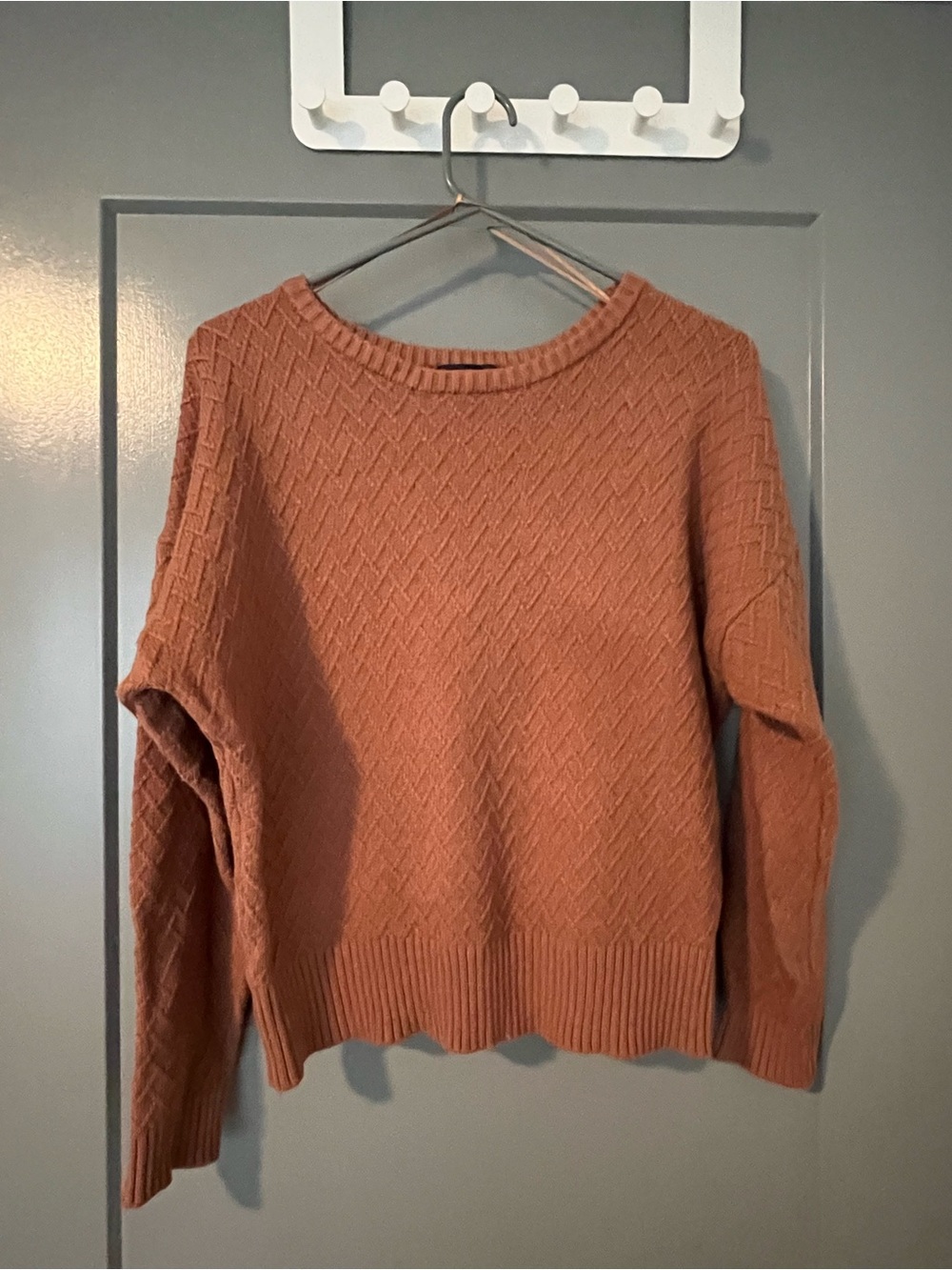 Women's Crewneck Sweater in Rust - Textured Knit